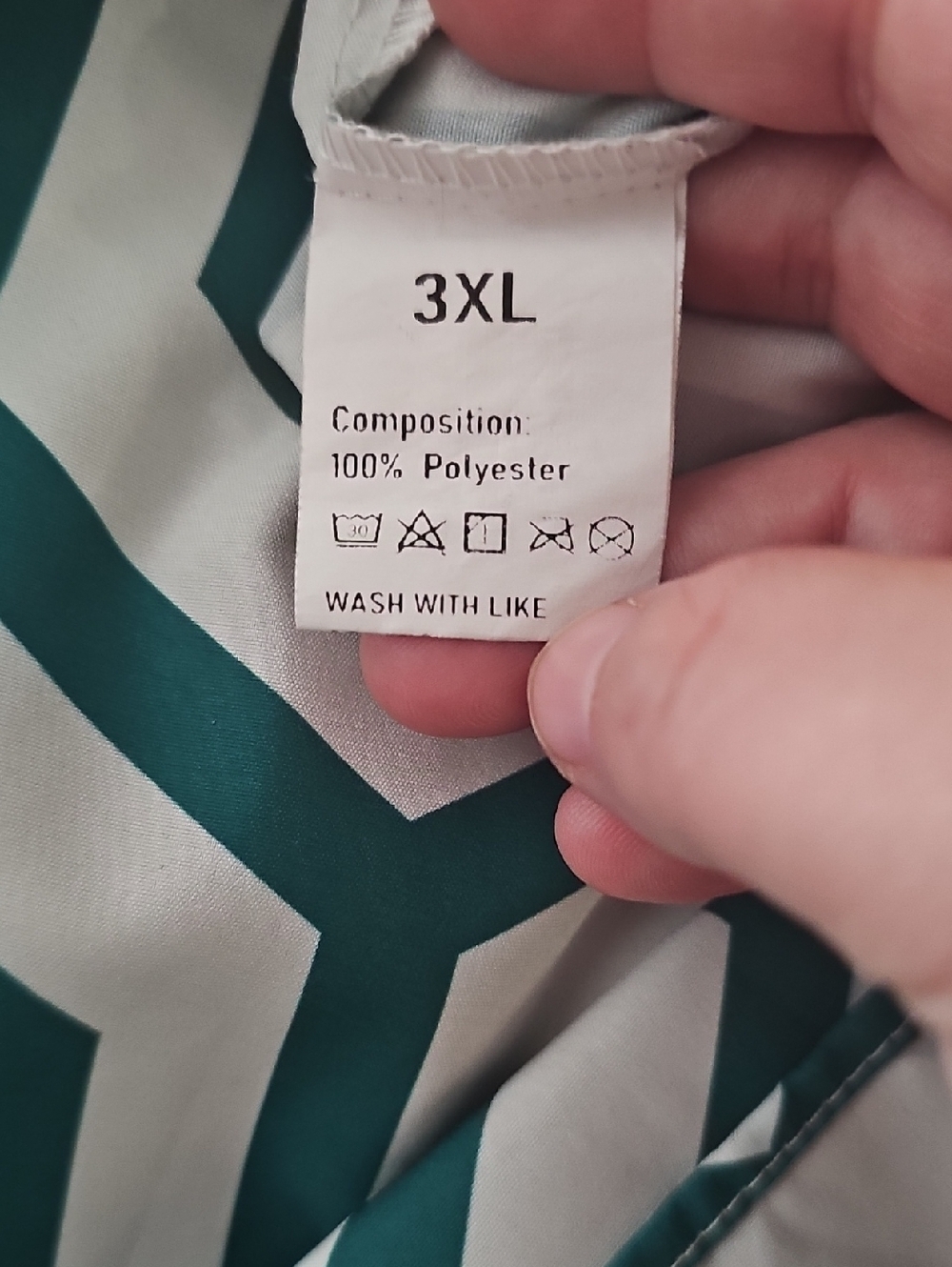 Green White Ecru Geometric Print Shirt Tunic Karen Maxi Dress 3XL - Picture 3 of 5